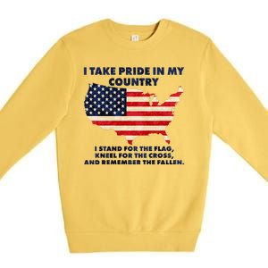 I Take Pride In My Country Distressed USA American Flag Map Premium Crewneck Sweatshirt