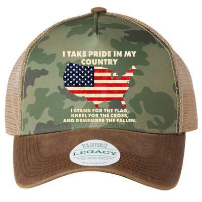 I Take Pride In My Country Distressed USA American Flag Map Legacy Tie Dye Trucker Hat