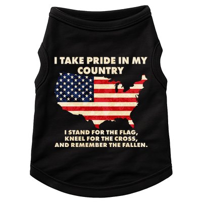 I Take Pride In My Country Distressed USA American Flag Map Doggie Tank