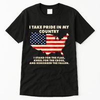 I Take Pride In My Country Distressed USA American Flag Map Tall T-Shirt
