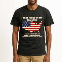 I Take Pride In My Country Distressed USA American Flag Map Tall T-Shirt