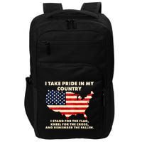 I Take Pride In My Country Distressed USA American Flag Map Impact Tech Backpack