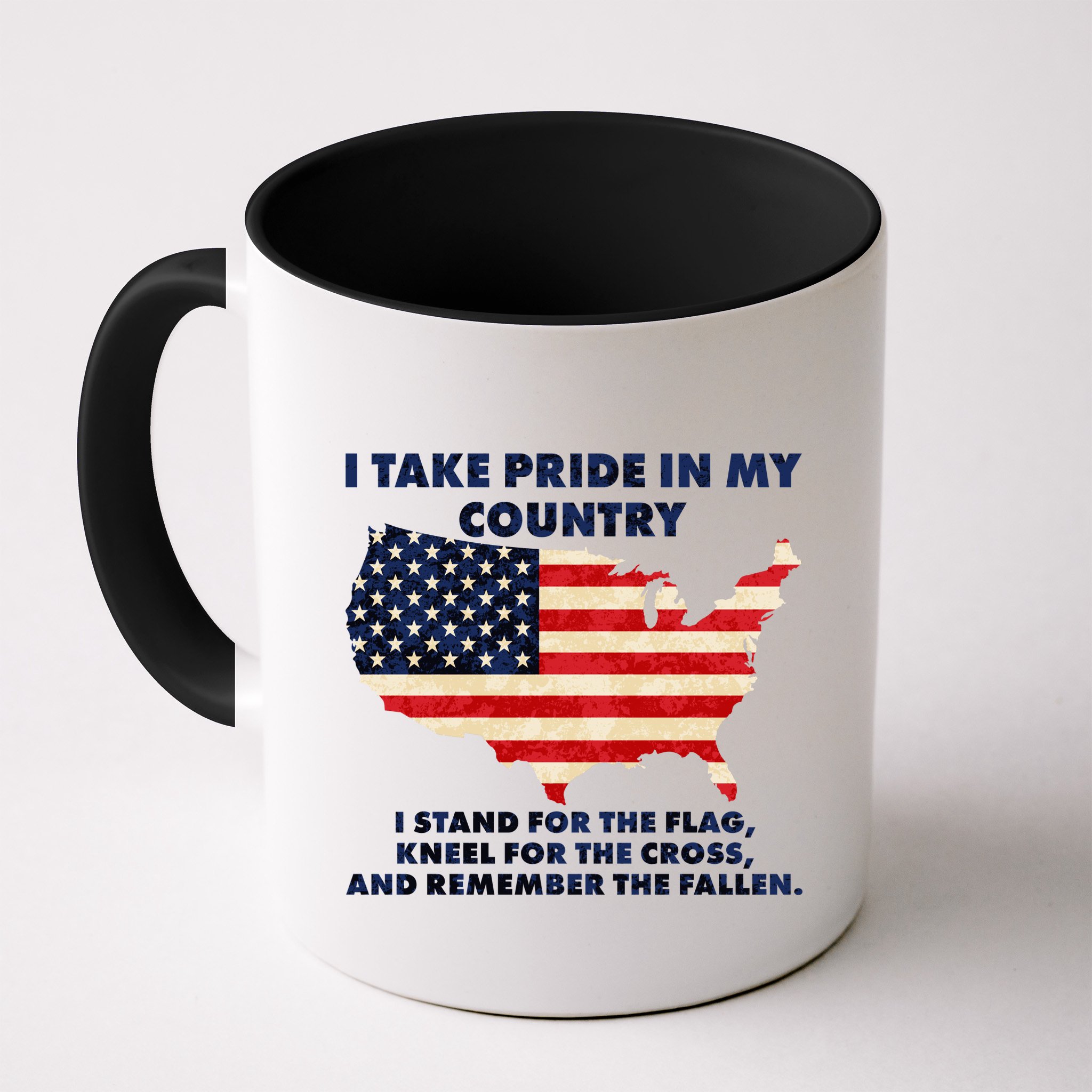 I Take Pride In My Country Distressed USA American Flag Map Mug