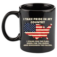 I Take Pride In My Country Distressed USA American Flag Map 11oz C Handle Ceramic Mug
