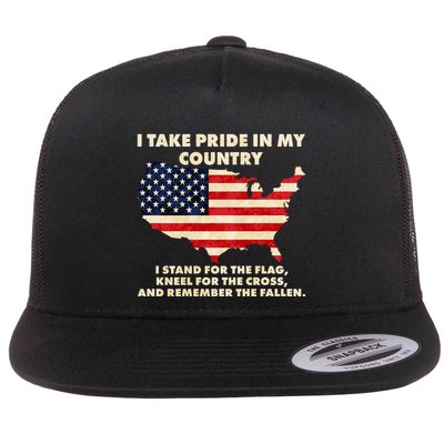 I Take Pride In My Country Distressed USA American Flag Map Flatbill Hat