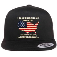 I Take Pride In My Country Distressed USA American Flag Map Flatbill Hat