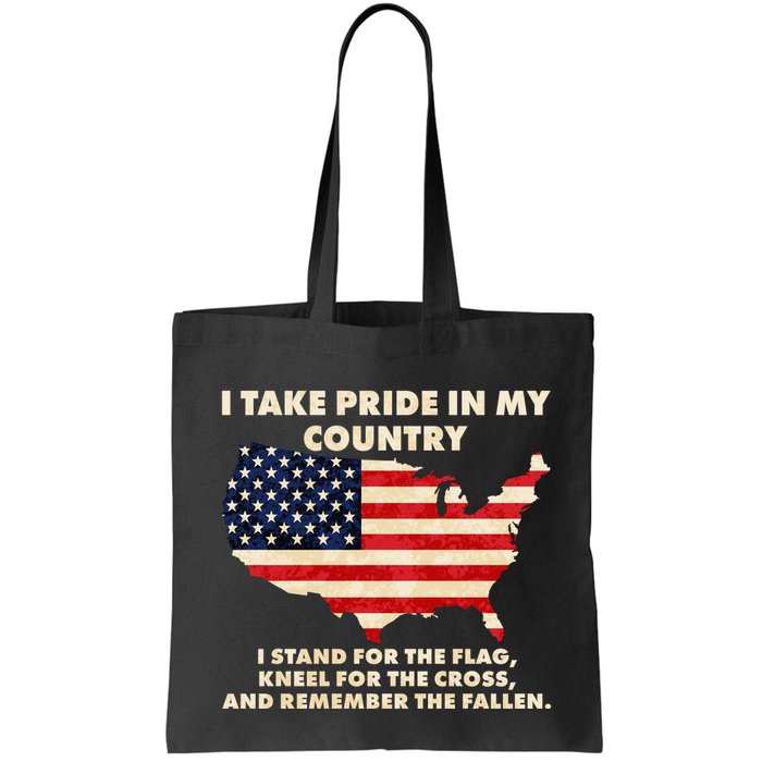I Take Pride In My Country Distressed USA American Flag Map Bag