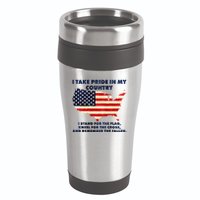 I Take Pride In My Country Distressed USA American Flag Map 16oz Travel Tumbler