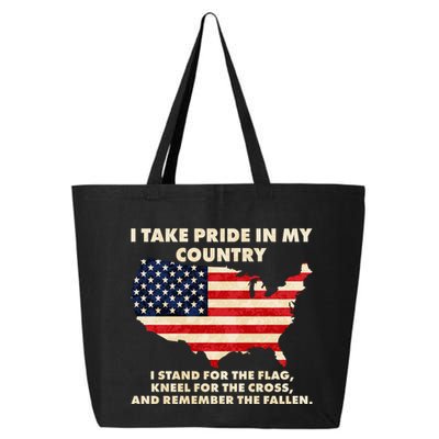 I Take Pride In My Country Distressed USA American Flag Map 25L Jumbo Tote