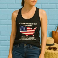 I Take Pride In My Country Distressed USA American Flag Map Womens Tank Top