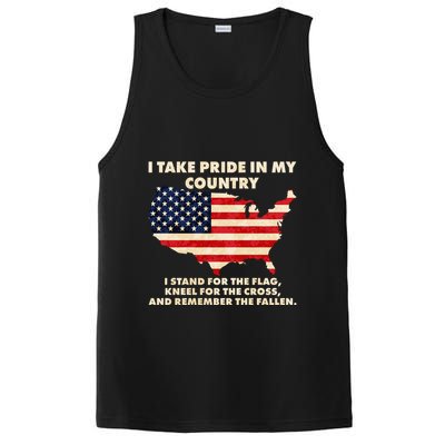 I Take Pride In My Country Distressed USA American Flag Map PosiCharge Competitor Tank