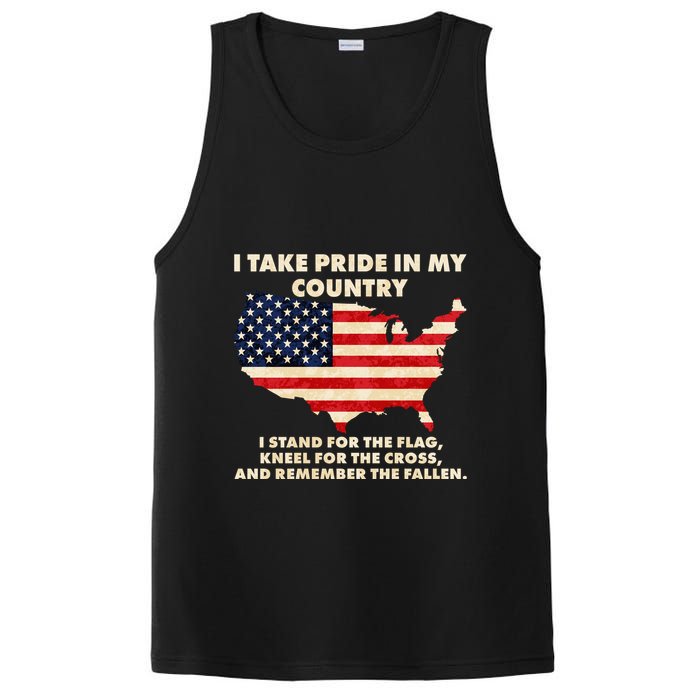 I Take Pride In My Country Distressed USA American Flag Map PosiCharge Competitor Tank
