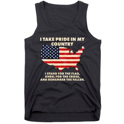 I Take Pride In My Country Distressed USA American Flag Map Tank Top