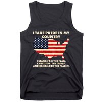 I Take Pride In My Country Distressed USA American Flag Map Tank Top