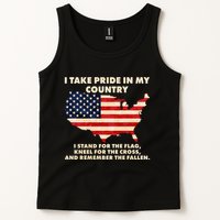 I Take Pride In My Country Distressed USA American Flag Map Tank Top