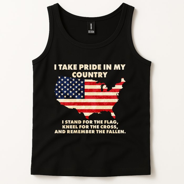 I Take Pride In My Country Distressed USA American Flag Map Tank Top