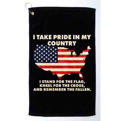 I Take Pride In My Country Distressed USA American Flag Map Golf Towel