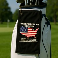 I Take Pride In My Country Distressed USA American Flag Map Golf Towel