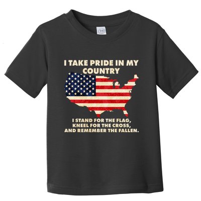 I Take Pride In My Country Distressed USA American Flag Map Toddler T-Shirt