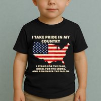 I Take Pride In My Country Distressed USA American Flag Map Toddler T-Shirt