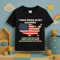 I Take Pride In My Country Distressed USA American Flag Map Toddler T-Shirt