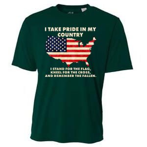 I Take Pride In My Country Distressed USA American Flag Map Cooling Performance Crew T-Shirt