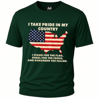 I Take Pride In My Country Distressed USA American Flag Map Performance Shirt