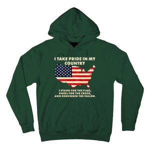 I Take Pride In My Country Distressed USA American Flag Map Hoodie