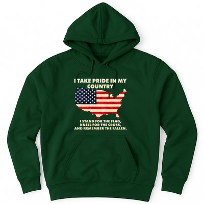 I Take Pride In My Country Distressed USA American Flag Map Hoodie