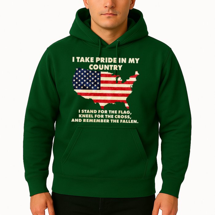 I Take Pride In My Country Distressed USA American Flag Map Hoodie