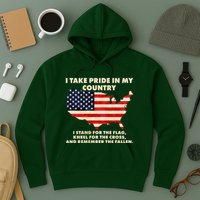 I Take Pride In My Country Distressed USA American Flag Map Hoodie