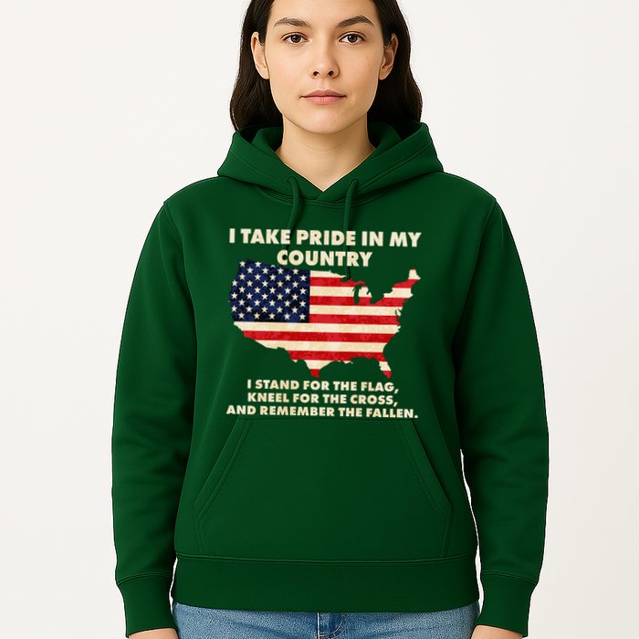 I Take Pride In My Country Distressed USA American Flag Map Hoodie