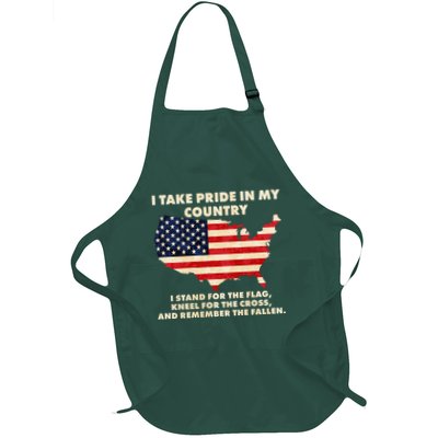 I Take Pride In My Country Distressed USA American Flag Map Apron