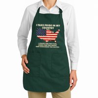 I Take Pride In My Country Distressed USA American Flag Map Apron
