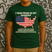 I Take Pride In My Country Distressed USA American Flag Map T-Shirt