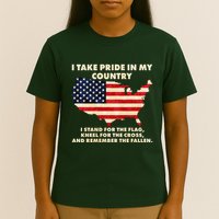 I Take Pride In My Country Distressed USA American Flag Map T-Shirt