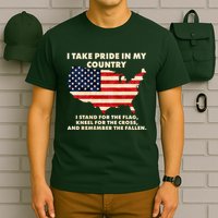 I Take Pride In My Country Distressed USA American Flag Map T-Shirt