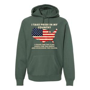 I Take Pride In My Country Distressed USA American Flag Map Premium Hoodie