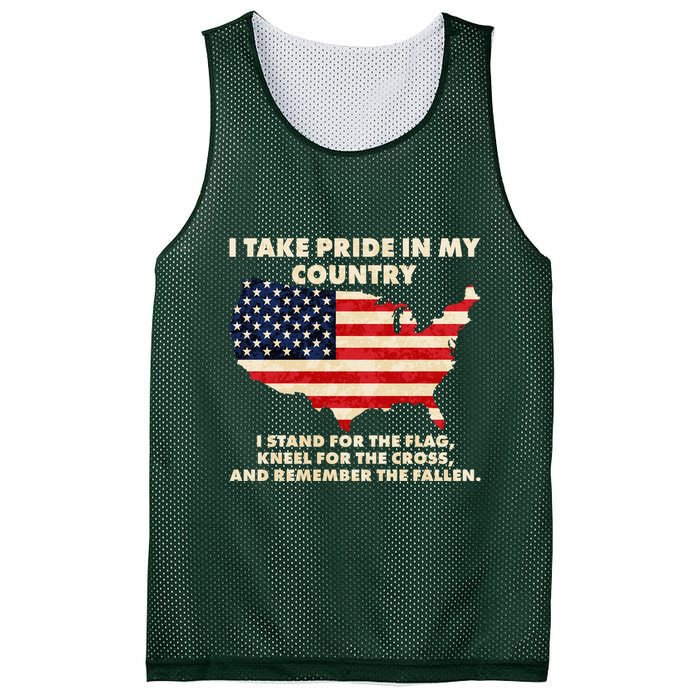I Take Pride In My Country Distressed USA American Flag Map Mesh Reversible Basketball Jersey Tank