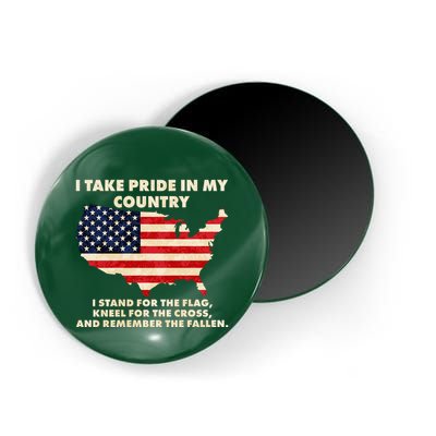 I Take Pride In My Country Distressed USA American Flag Map Magnet