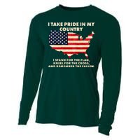 I Take Pride In My Country Distressed USA American Flag Map Cooling Performance Long Sleeve Crew