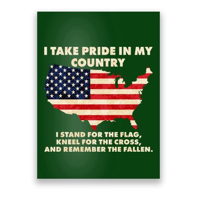 I Take Pride In My Country Distressed USA American Flag Map Poster