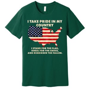 I Take Pride In My Country Distressed USA American Flag Map Premium T-Shirt