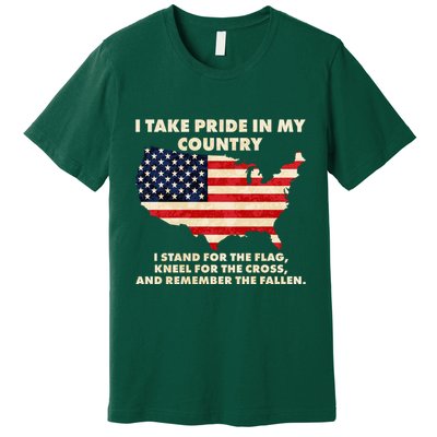 I Take Pride In My Country Distressed USA American Flag Map Premium T-Shirt