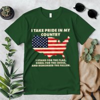 I Take Pride In My Country Distressed USA American Flag Map Premium T-Shirt