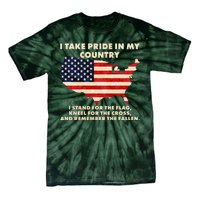 I Take Pride In My Country Distressed USA American Flag Map Tie-Dye T-Shirt