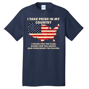 I Take Pride In My Country Distressed USA American Flag Map Tall T-Shirt