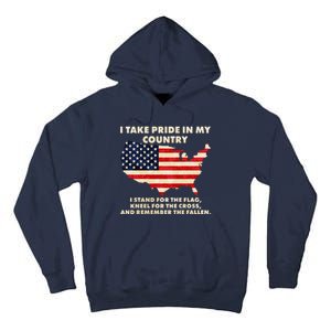 I Take Pride In My Country Distressed USA American Flag Map Tall Hoodie