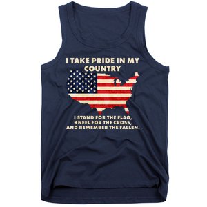 I Take Pride In My Country Distressed USA American Flag Map Tank Top