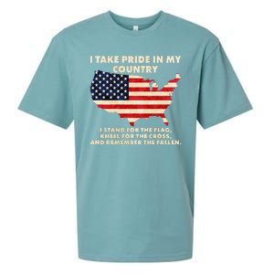 I Take Pride In My Country Distressed USA American Flag Map Sueded Cloud Jersey T-Shirt